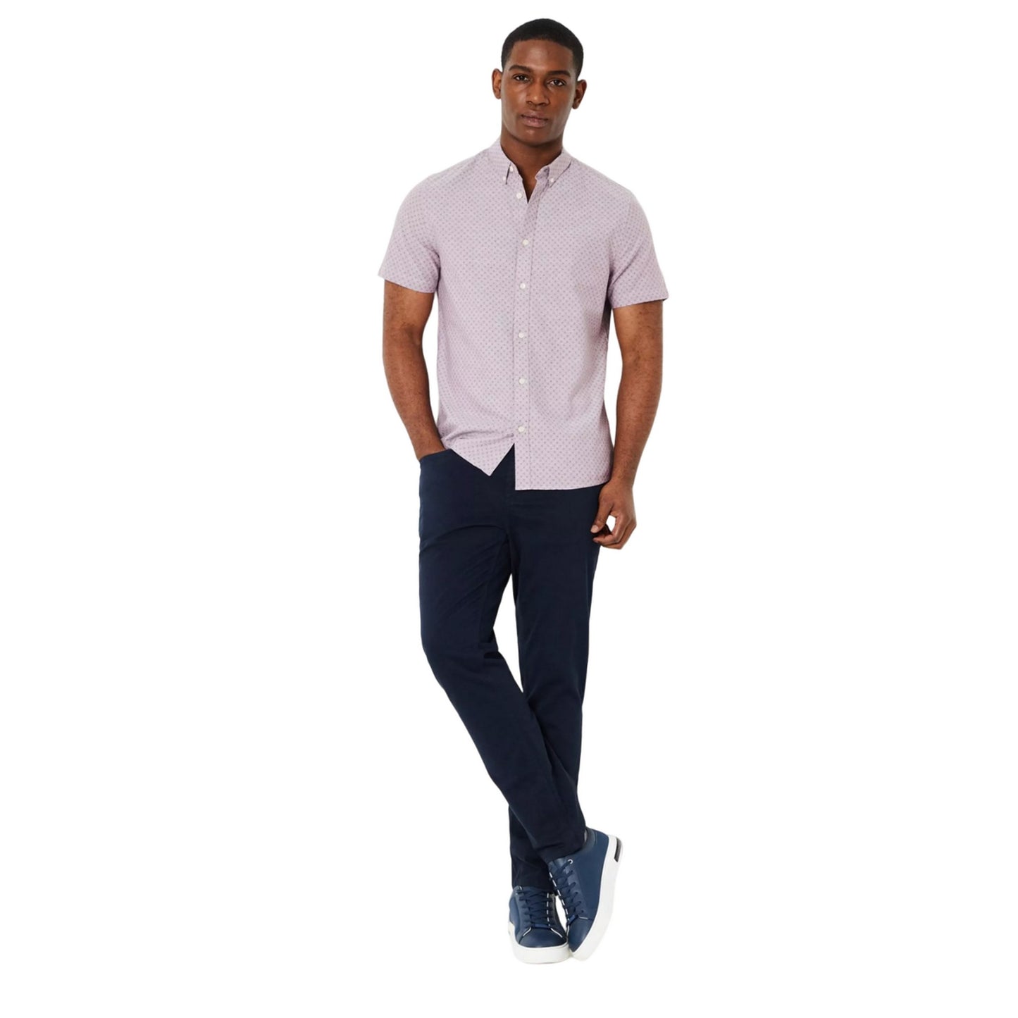 Pink - Side - Burton Mens Polka Dot Short-Sleeved Shirt