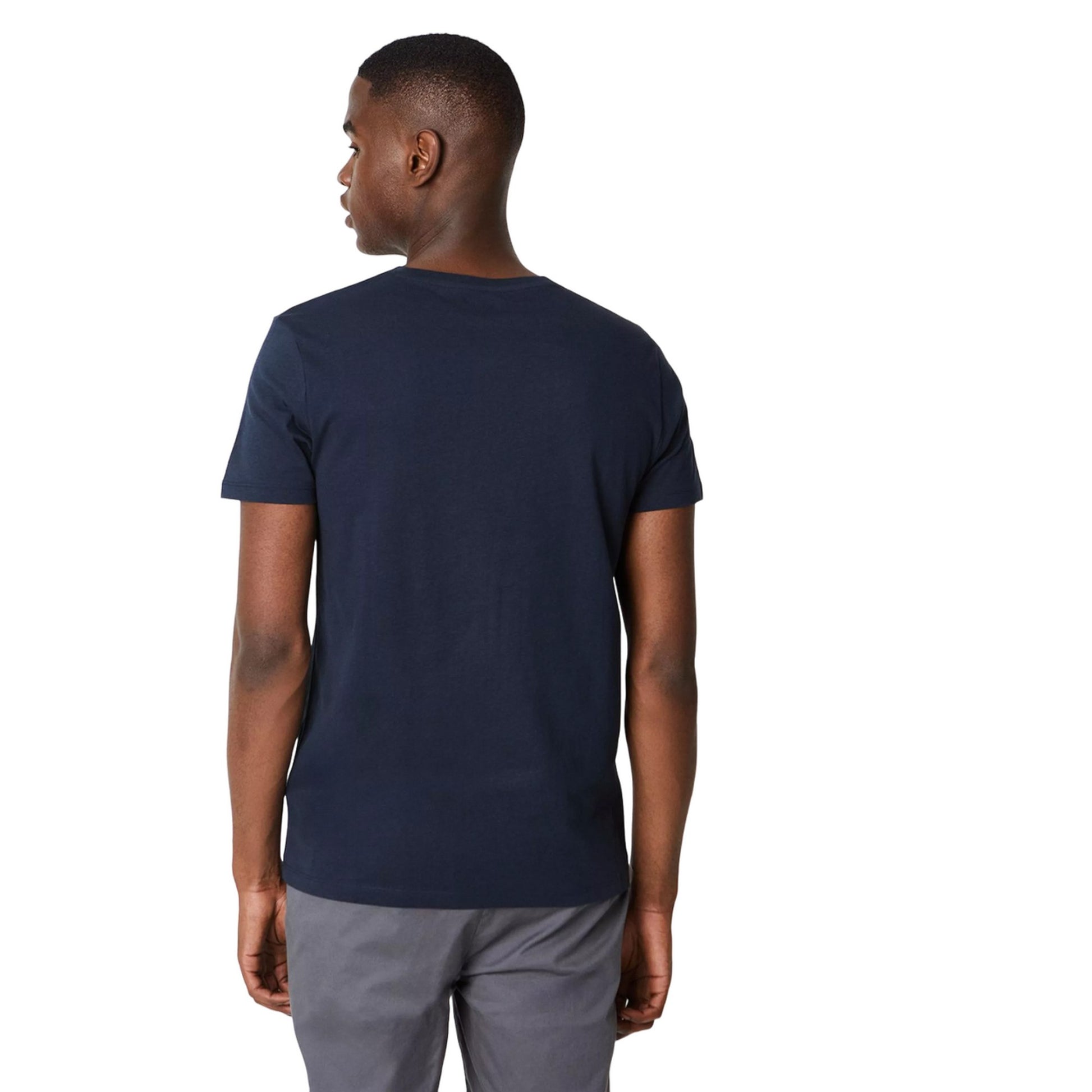 Navy - Back - Burton Mens Plain Crew Neck T-Shirt
