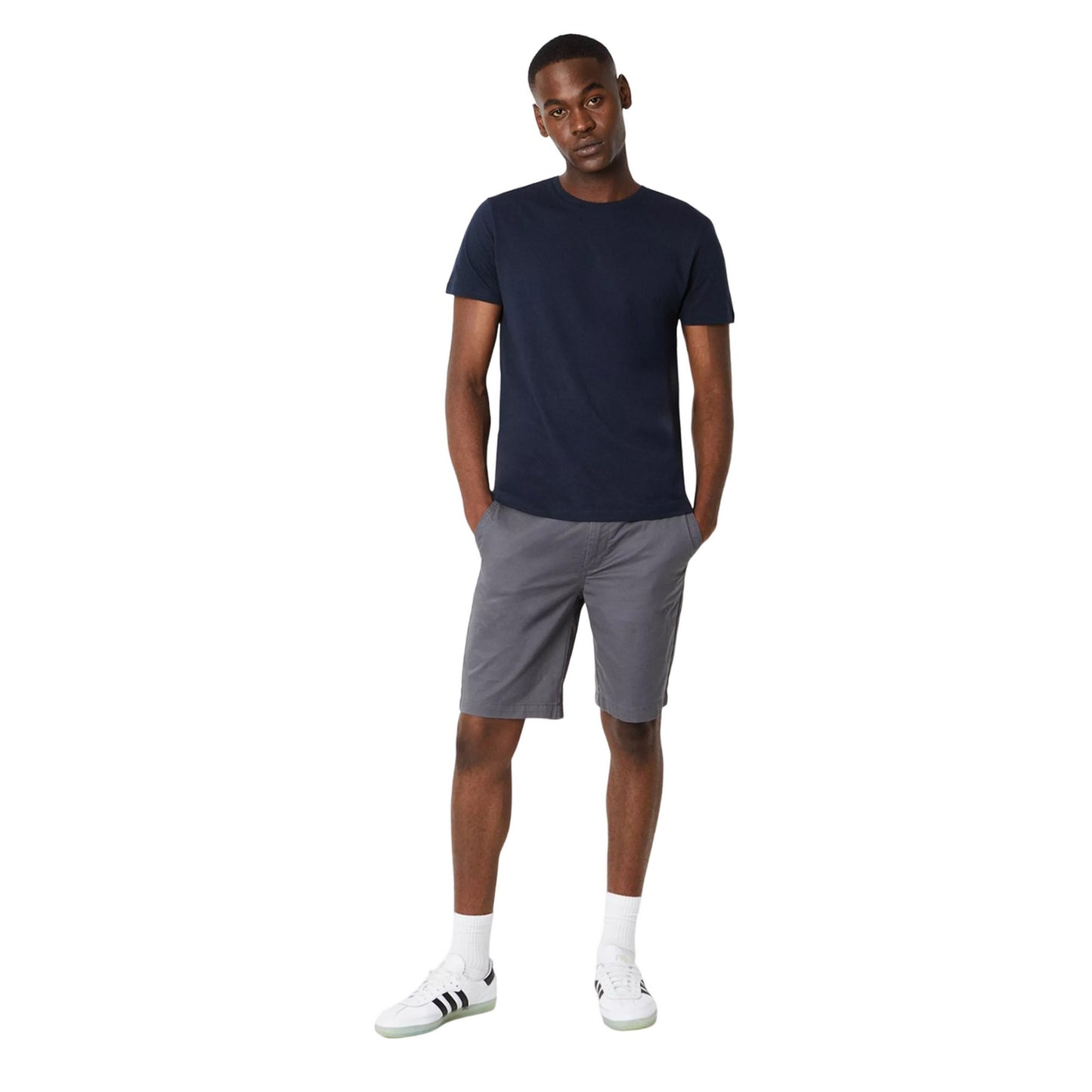 Navy - Side - Burton Mens Plain Crew Neck T-Shirt