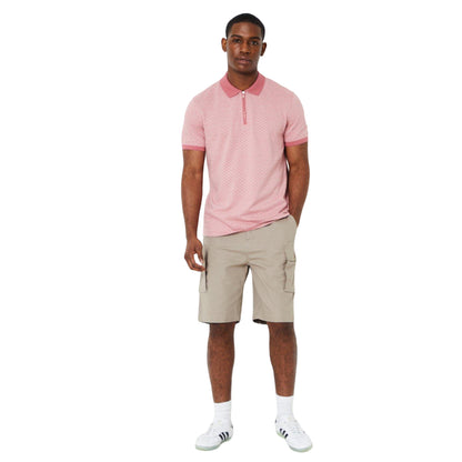 Rose - Side - Burton Mens Diamond Jacquard Zip Neck Polo Shirt
