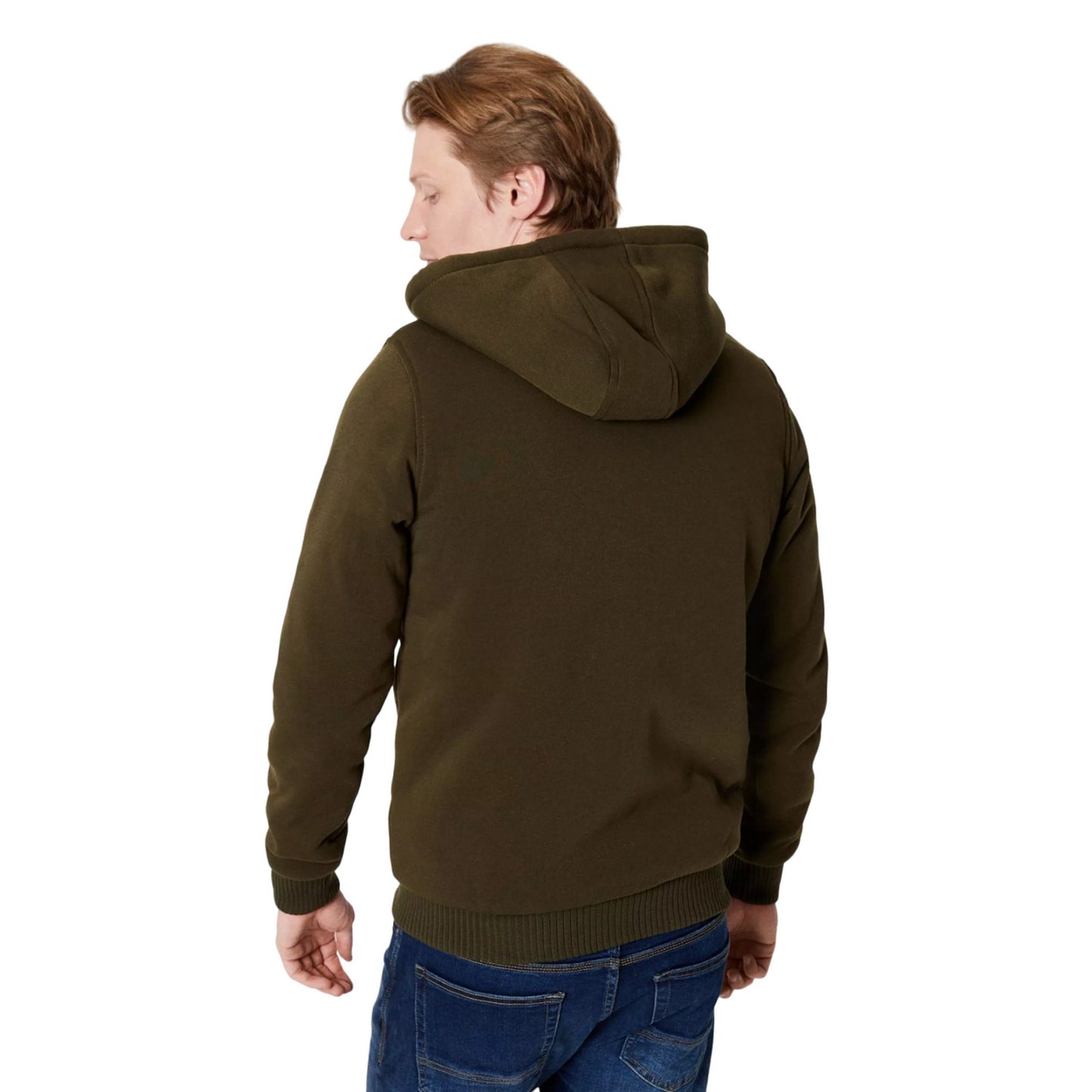 Khaki Green - Back - Burton Mens Sherpa Lined Full Zip Hoodie