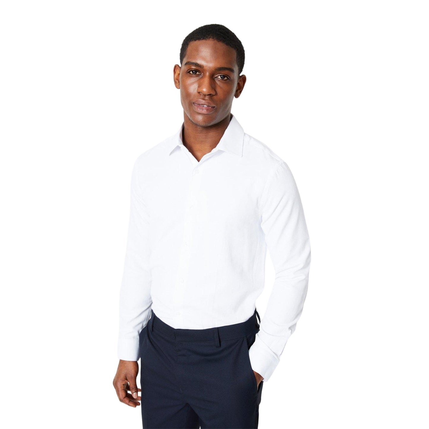 White - Front - Burton Mens Cavalry Twill Easy-Iron Slim Formal Shirt