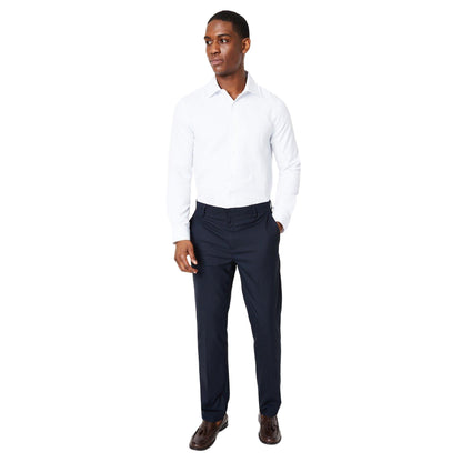 White - Side - Burton Mens Cavalry Twill Easy-Iron Slim Formal Shirt