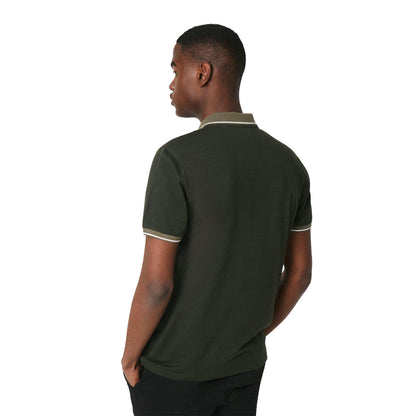 Khaki Green - Back - Burton Mens Tonal Zip Neck Polo Shirt