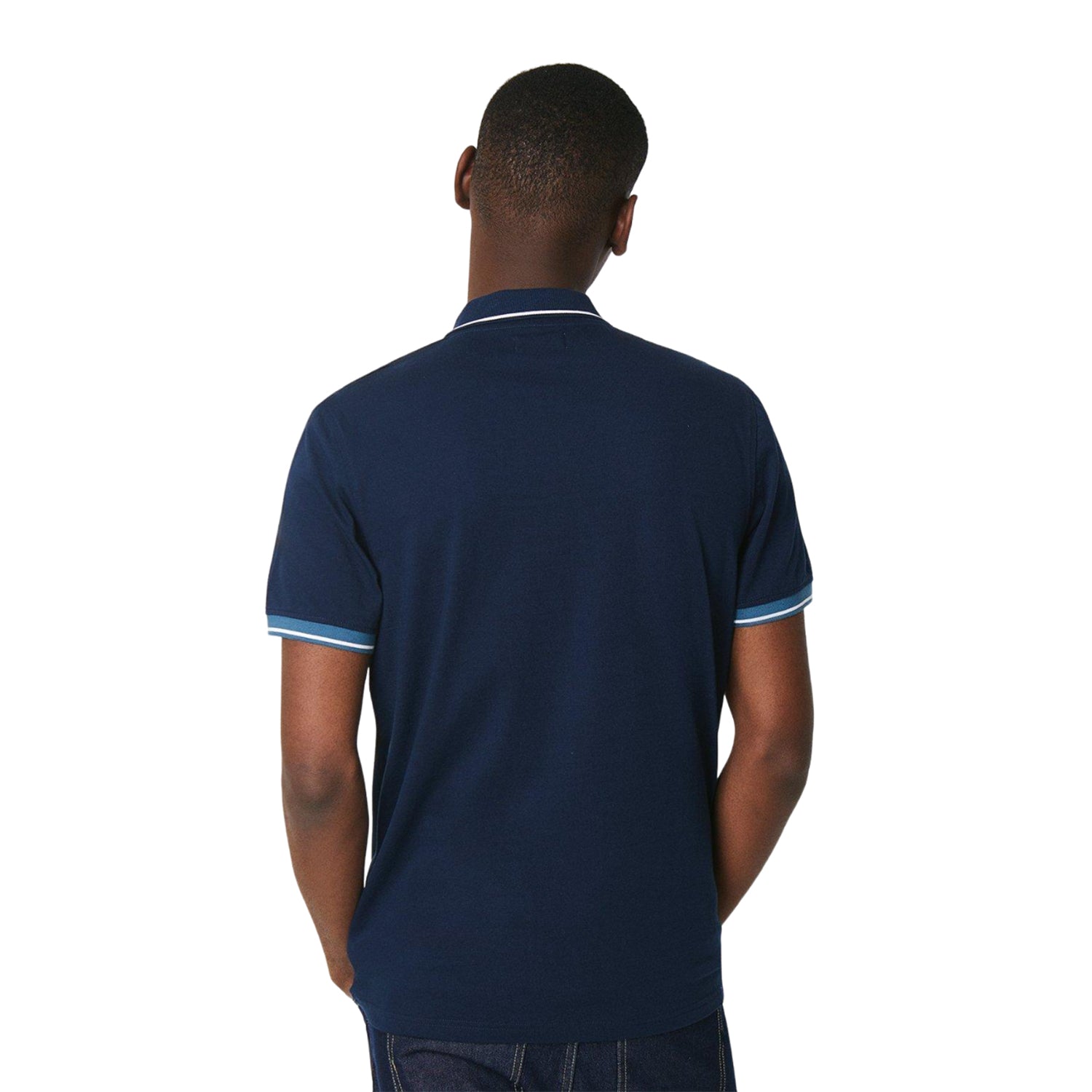 Navy - Back - Burton Mens Tonal Zip Neck Polo Shirt