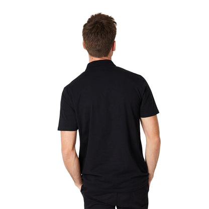 Grey - Back - Burton Mens Popcorn Textured Zip Neck Polo Shirt