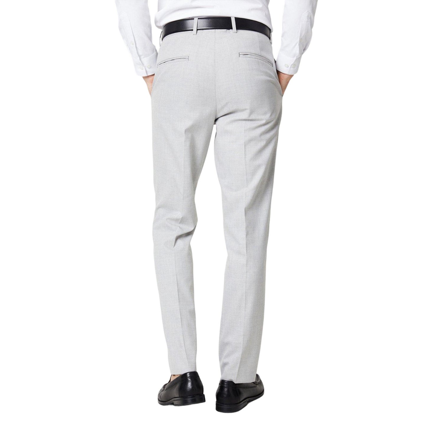 Grey - Back - Burton Mens Heathered Slim Wedding Suit Trousers