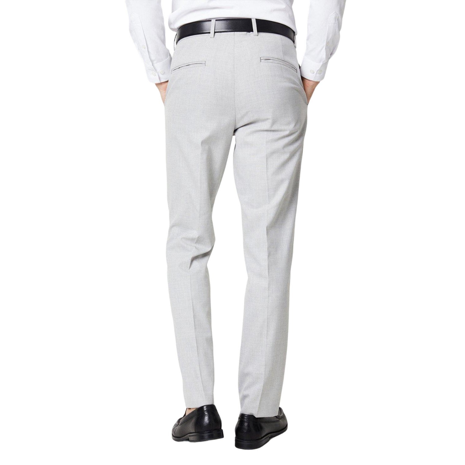 Grey - Back - Burton Mens Heathered Slim Wedding Suit Trousers