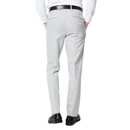 Grey - Back - Burton Mens Heathered Slim Wedding Suit Trousers