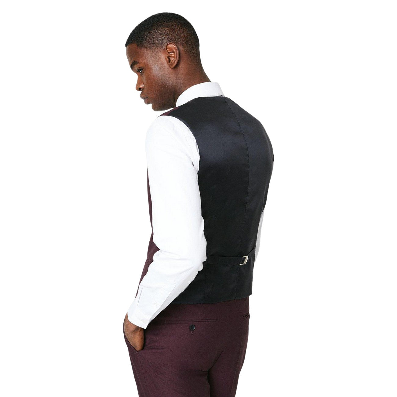 Burgundy - Back - Burton Mens Slim Waistcoat