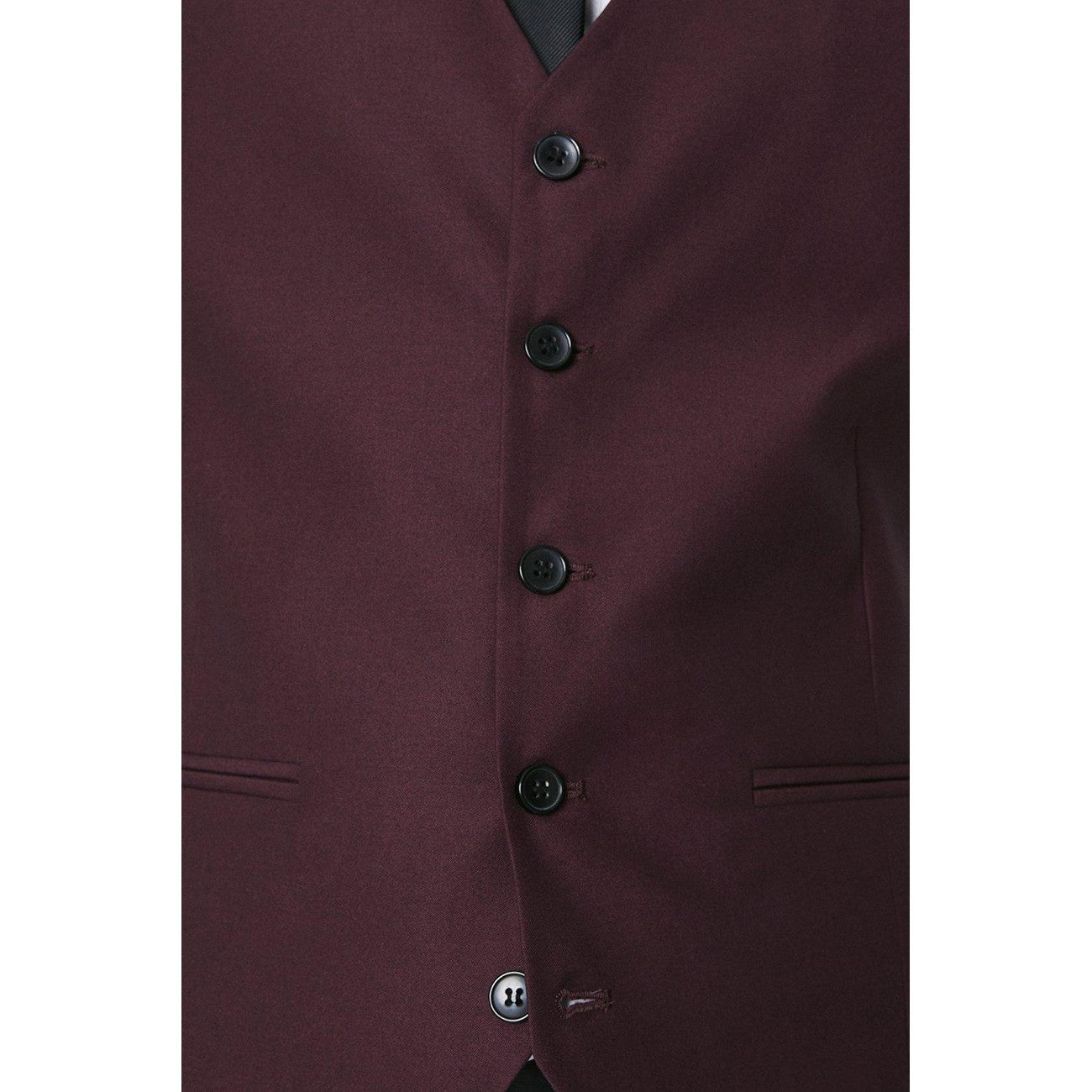 Burgundy - Side - Burton Mens Slim Waistcoat