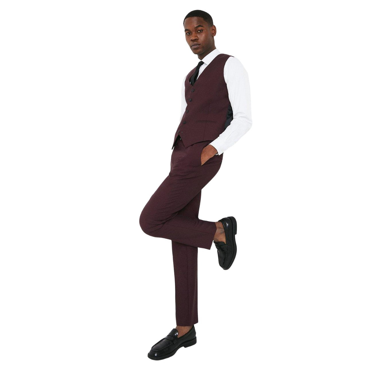 Burgundy - Lifestyle - Burton Mens Slim Waistcoat