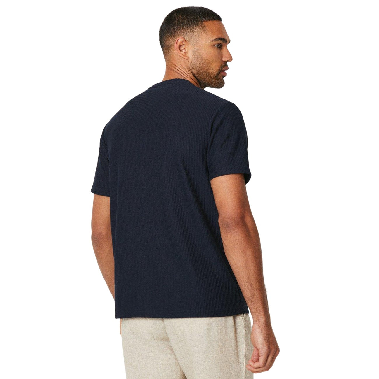 Navy - Back - Burton Mens Ribbed Crew Neck T-Shirt