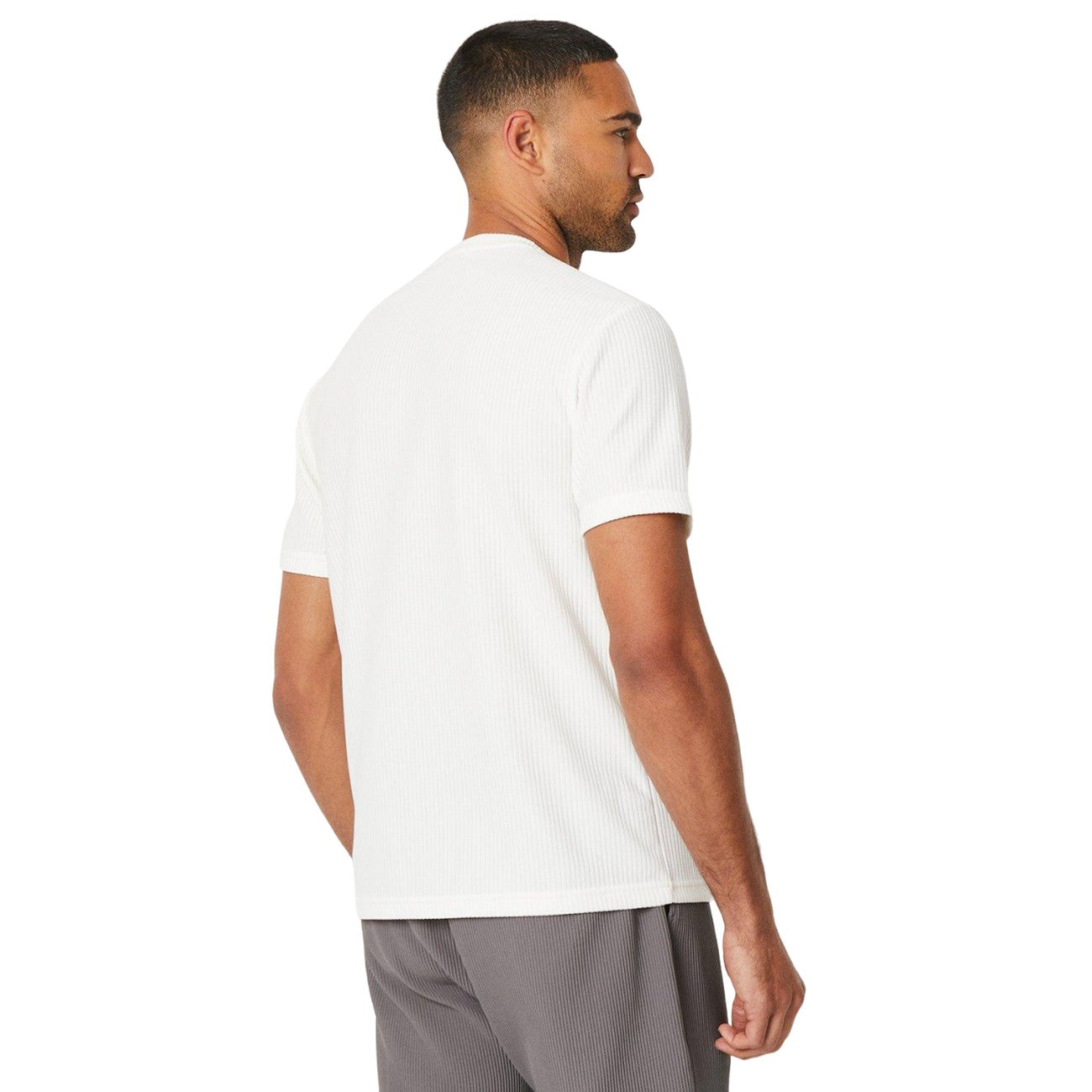 Off White - Back - Burton Mens Ribbed Crew Neck T-Shirt