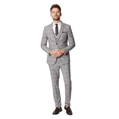 Brown - Lifestyle - Burton Mens Retro Check Single-Breasted Skinny Suit Jacket