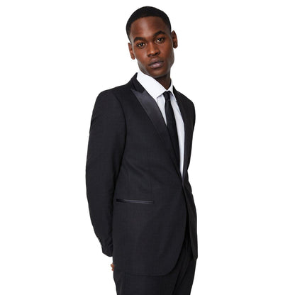 Black - Front - Burton Mens Textured Single-Breasted Tuxedo Jacket