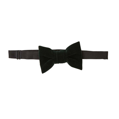 Bottle Green - Front - Burton Mens Velvet Bow Tie