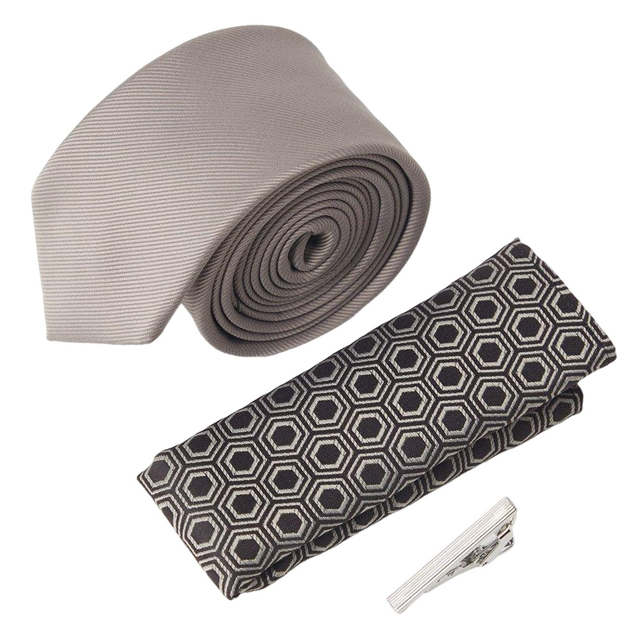 Mushroom - Front - Burton Mens Geometric Tie Set