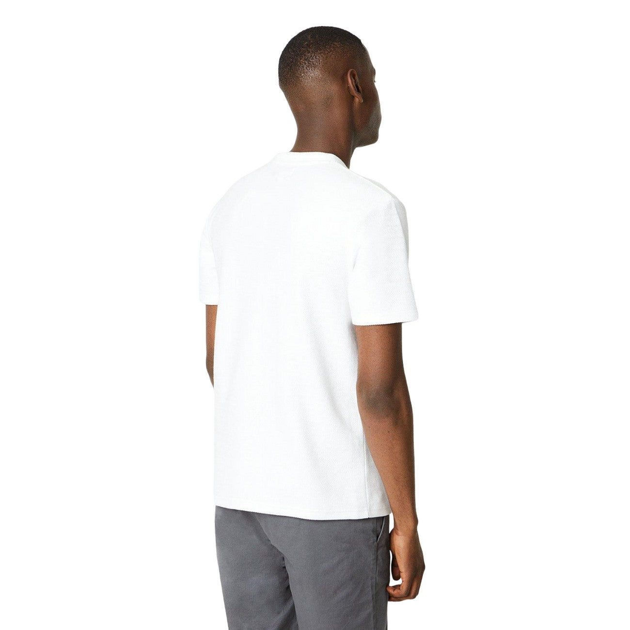 White - Back - Burton Mens Herringbone Textured T-Shirt