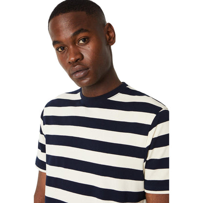 Navy - Side - Burton Mens Wide Stripe Pique T-Shirt