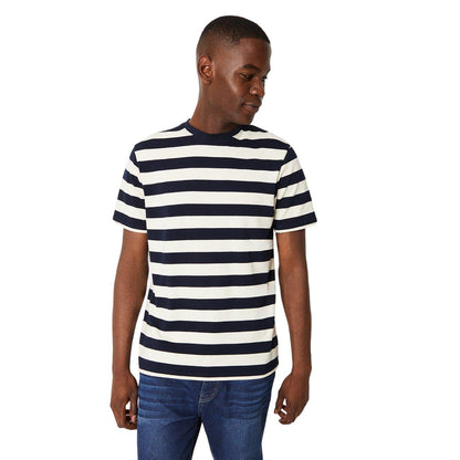 Navy - Front - Burton Mens Wide Stripe Pique T-Shirt
