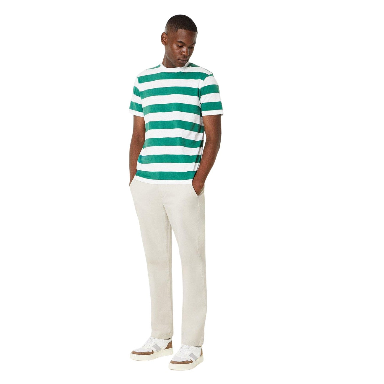 Green - Lifestyle - Burton Mens Wide Stripe Relaxed Fit T-Shirt