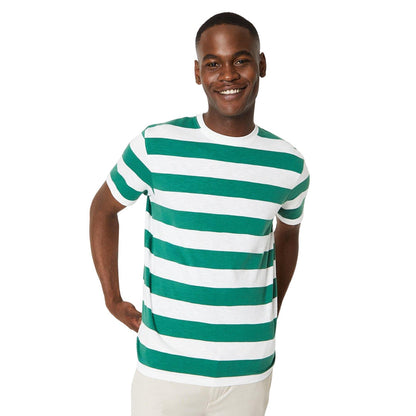 Green - Front - Burton Mens Wide Stripe Relaxed Fit T-Shirt