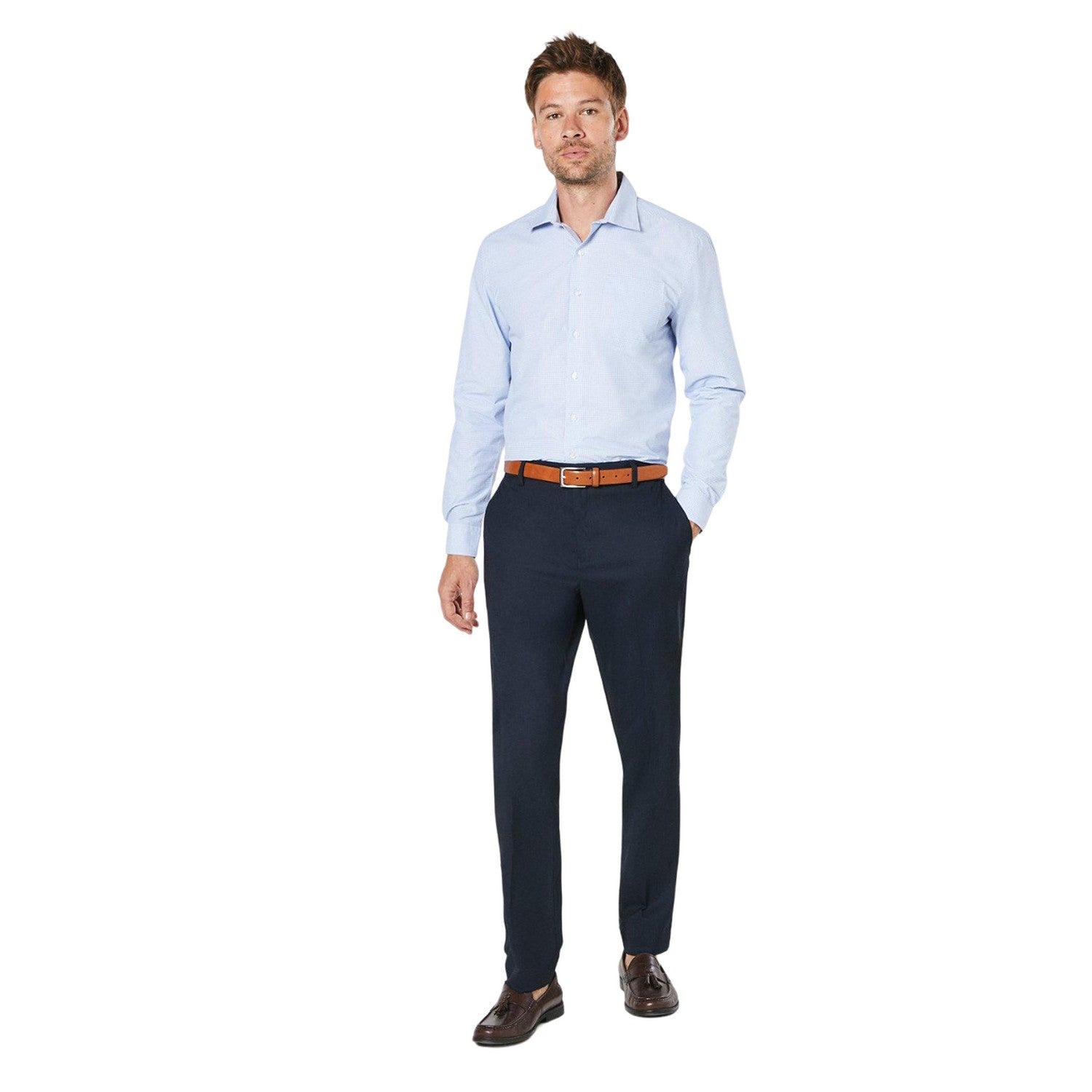 Light Blue - Side - Burton Mens Micro Checked Casual Shirt