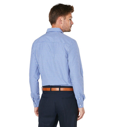 Blue - Back - Burton Mens Small Scale Check Long-Sleeved Casual Shirt