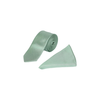 Sage - Back - Burton Mens Long Length Tie & Pocket Square Set