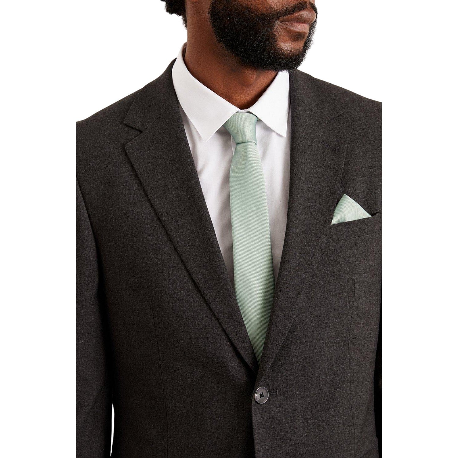 Sage - Side - Burton Mens Long Length Tie & Pocket Square Set