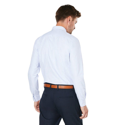 Light Blue - Back - Burton Mens Dobby Easy-Iron Slim Formal Shirt