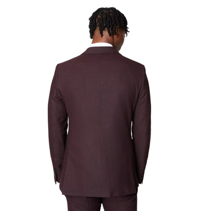 Burgundy - Back - Burton Mens Tipped Single-Breasted Suit Jacket