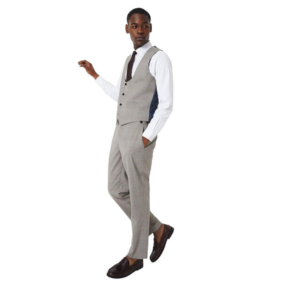 Neutral - Side - Burton Mens Pow Checked Tailored Waistcoat
