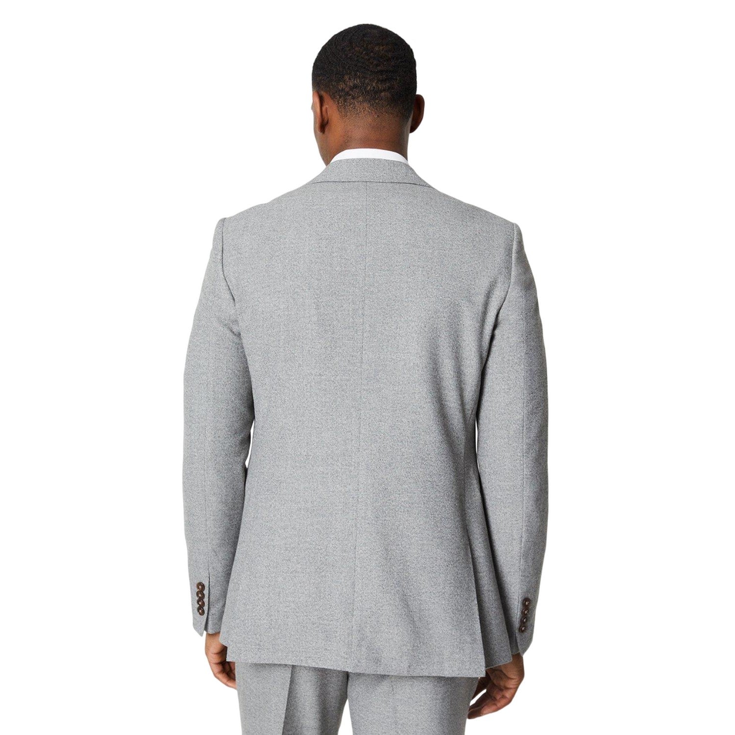 Grey - Back - Burton Mens Textured Single-Breasted Suit Jacket