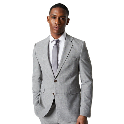 Grey - Front - Burton Mens Textured Single-Breasted Suit Jacket