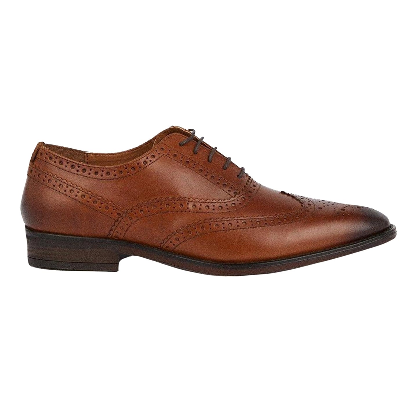 Tan - Front - Burton Mens Leather Toe Cap Brogues