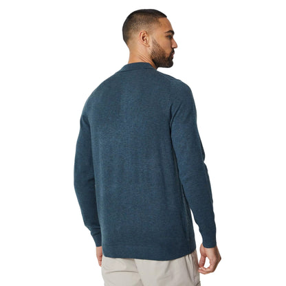 Khaki Green - Back - Burton Mens Stripe Detail Knitted Long-Sleeved Polo Shirt
