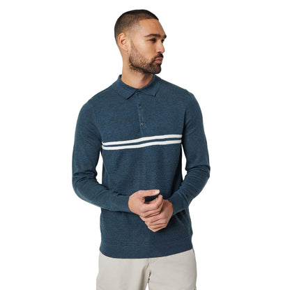 Khaki Green - Front - Burton Mens Stripe Detail Knitted Long-Sleeved Polo Shirt