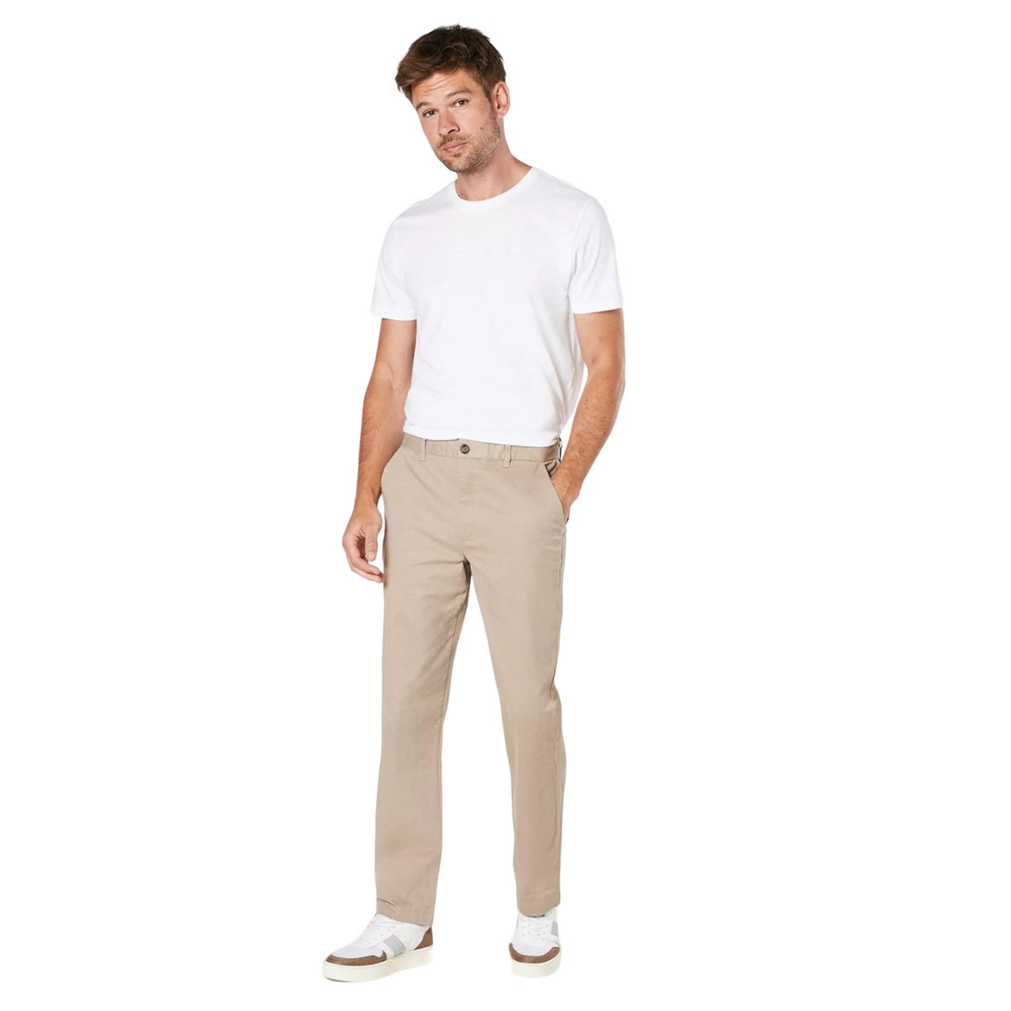 Cream - Side - Burton Mens Plain Slim Chinos