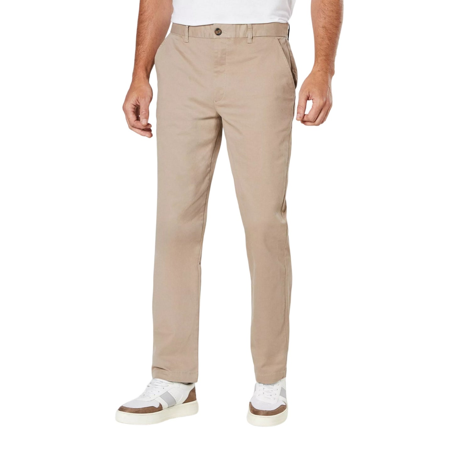 Cream - Front - Burton Mens Plain Slim Chinos