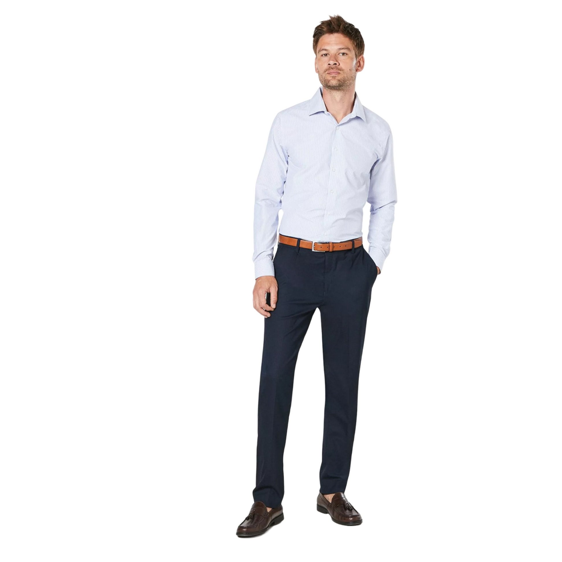 White - Back - Burton Mens Bold Stripe Easy-Iron Tailored Formal Shirt