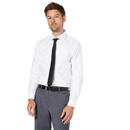 White - Front - Burton Mens Diamond Easy-Iron Tailored Shirt