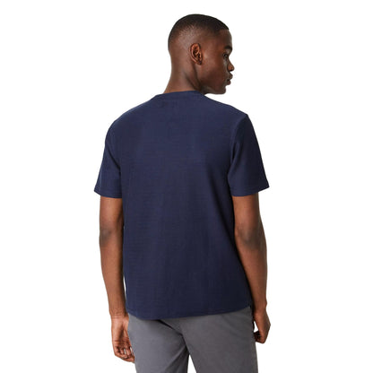 Navy - Back - Burton Mens Herringbone Textured T-Shirt