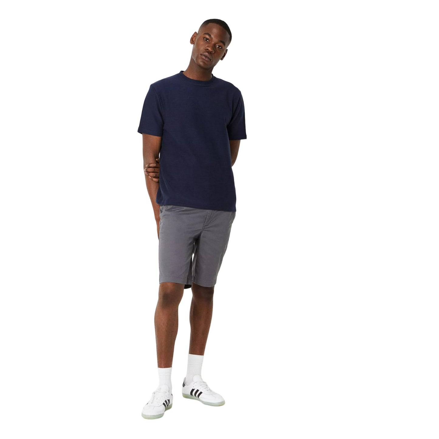 Navy - Side - Burton Mens Herringbone Textured T-Shirt