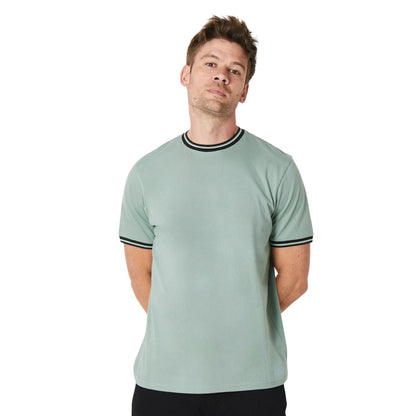Sage - Front - Burton Mens Tipped Crew Neck T-Shirt