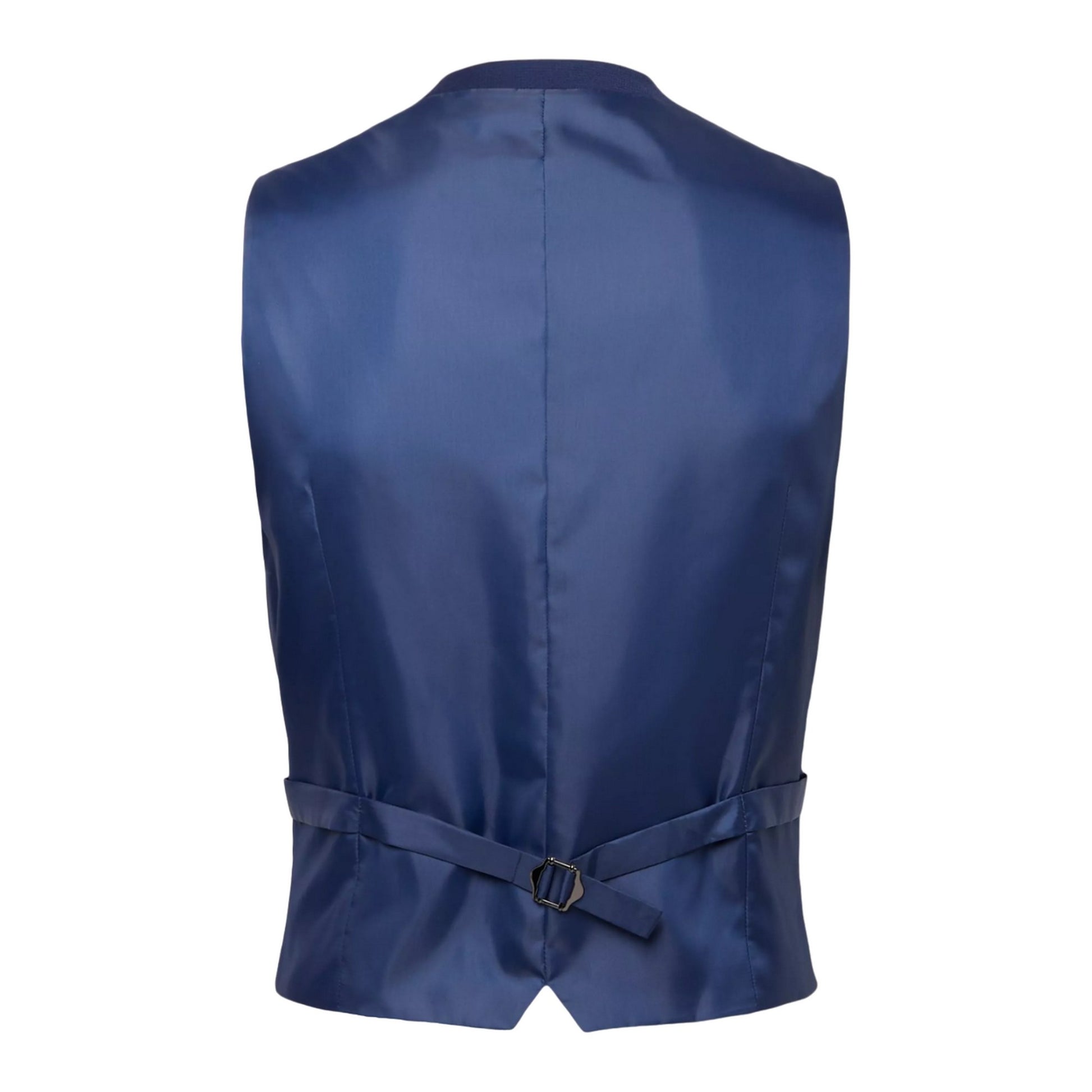 Blue - Back - Burton Mens Textured Waistcoat