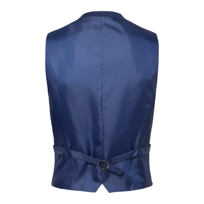 Blue - Back - Burton Mens Textured Waistcoat