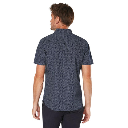 Black - Back - Burton Mens Geo Abstract Short-Sleeved Shirt