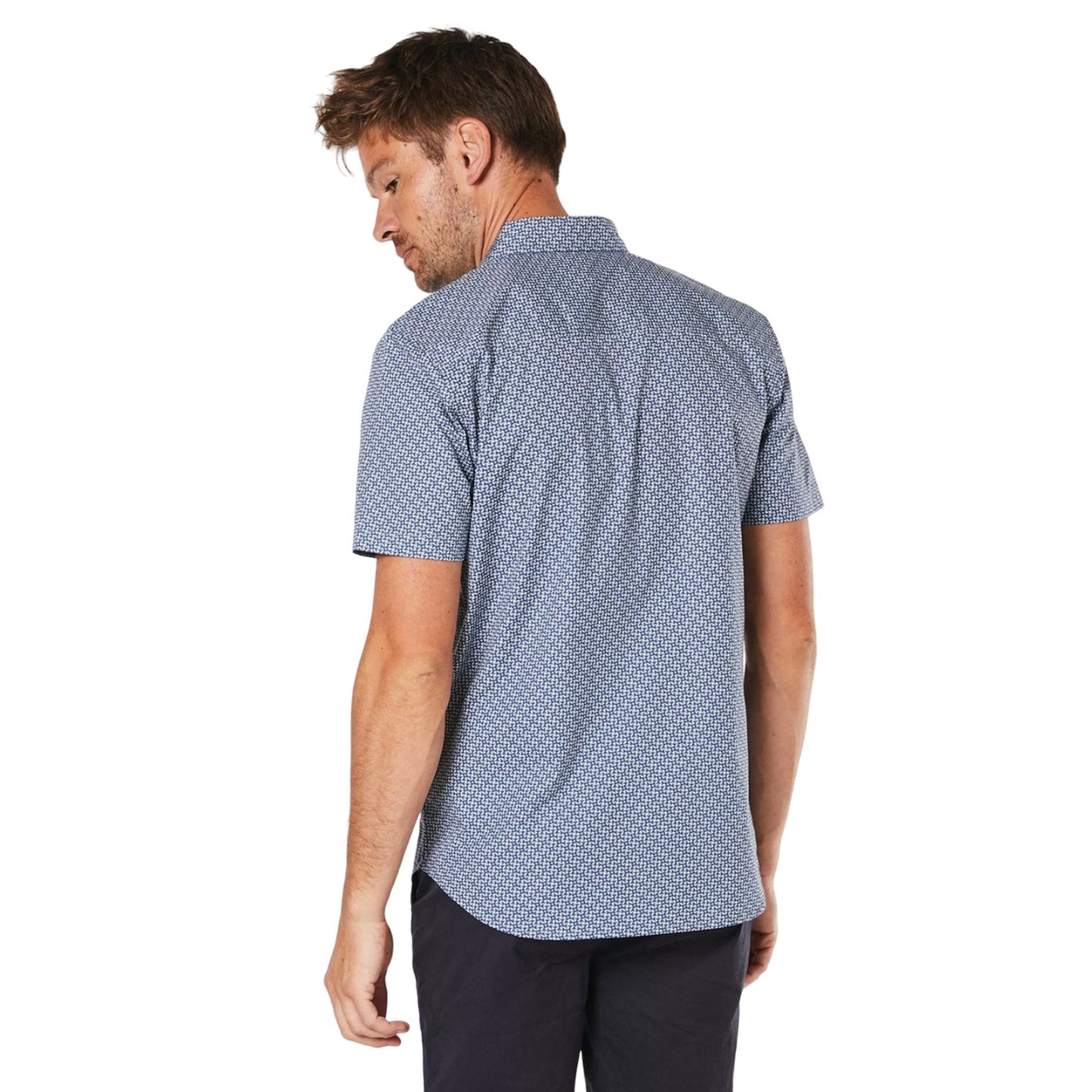 Navy - Back - Burton Mens Peel Geometric Short-Sleeved Shirt